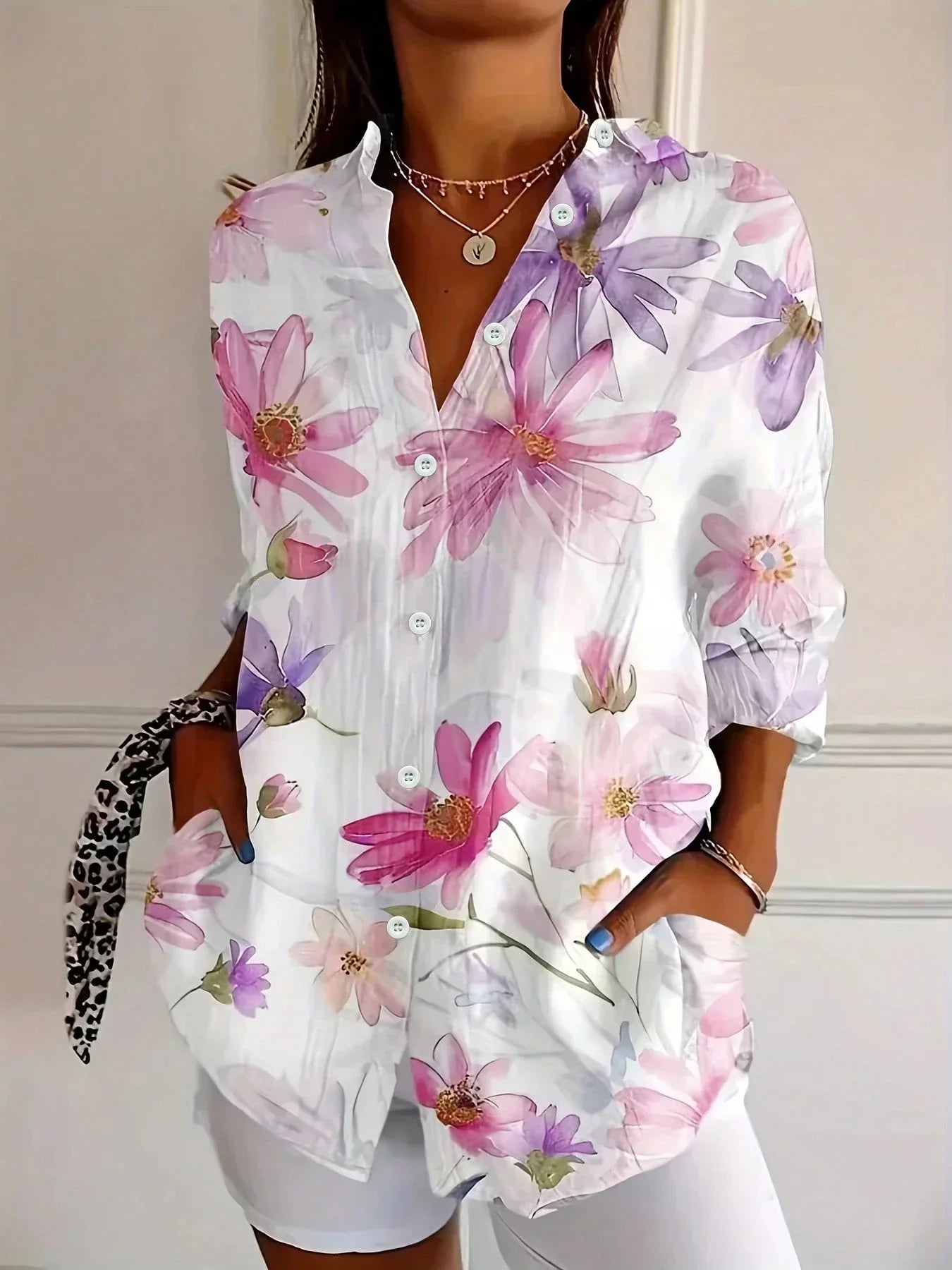Colorful Printed Blouse with Relaxed Soft Fit