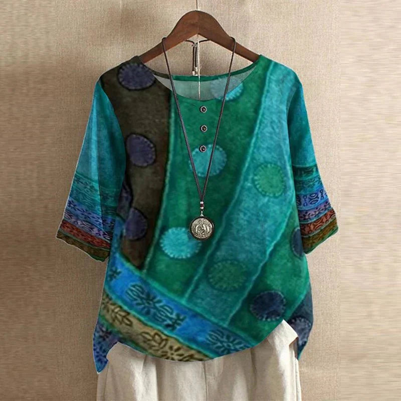 Vintage Floral Blouse with Relaxed Comfort Fit