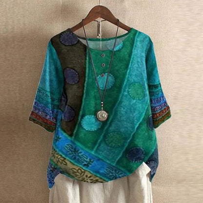 Vintage Floral Blouse with Relaxed Comfort Fit