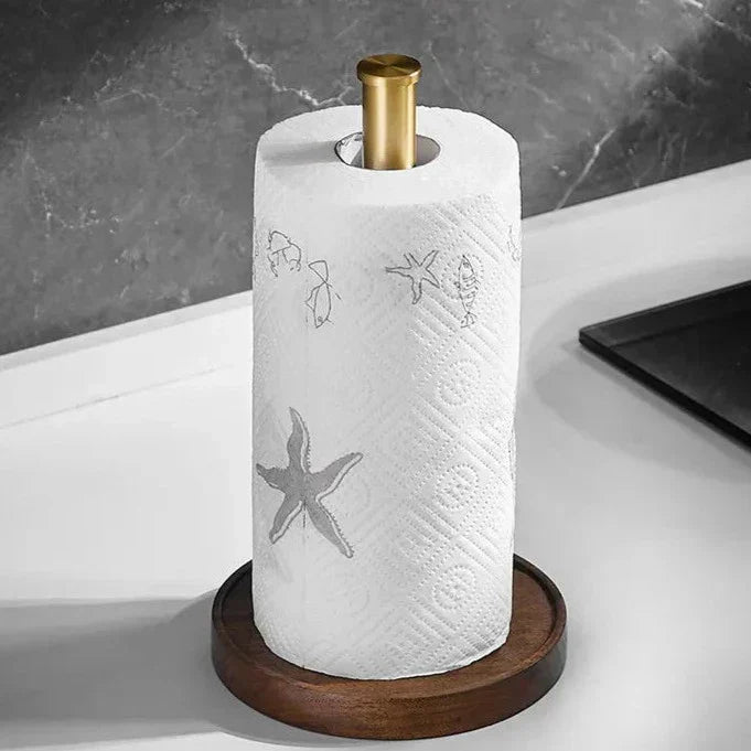 Solid Walnut Kitchen Paper Towel Holder — Minimalist Stand