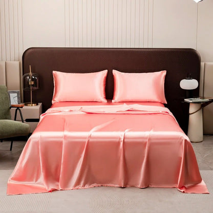 Satin Bed Sheet Set — Cooling, Soft & Breathable