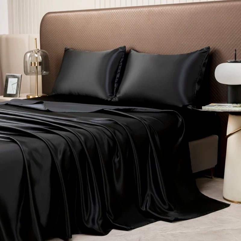 Satin Bed Sheet Set — Cooling, Soft & Breathable