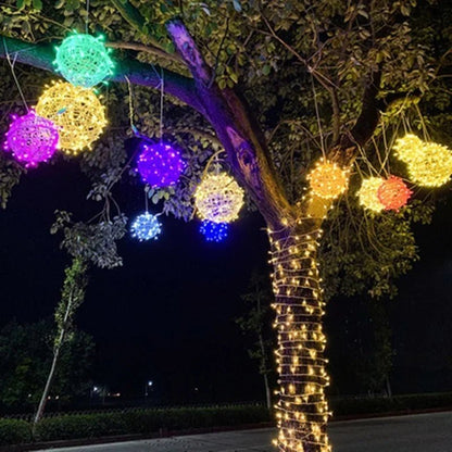 Waterproof LED Garden Ball Light — 20cm Rattan Globe