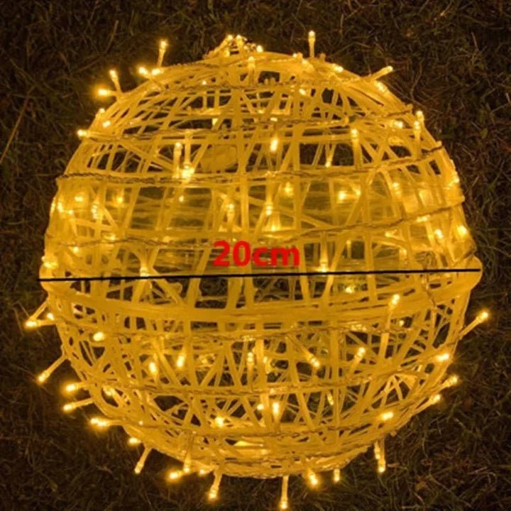Waterproof LED Garden Ball Light — 20cm Rattan Globe