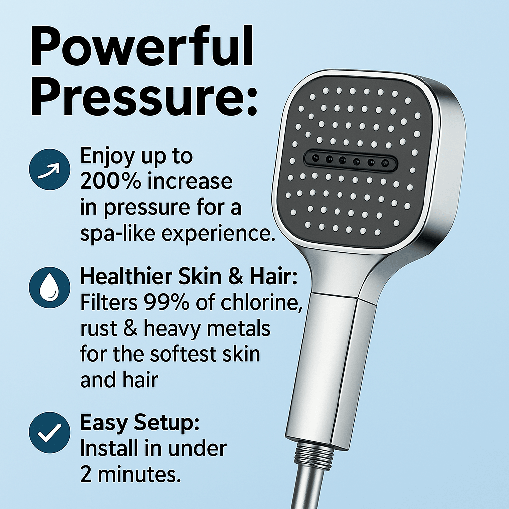 High-Pressure Shower Head — Turbo Boost & Filtration