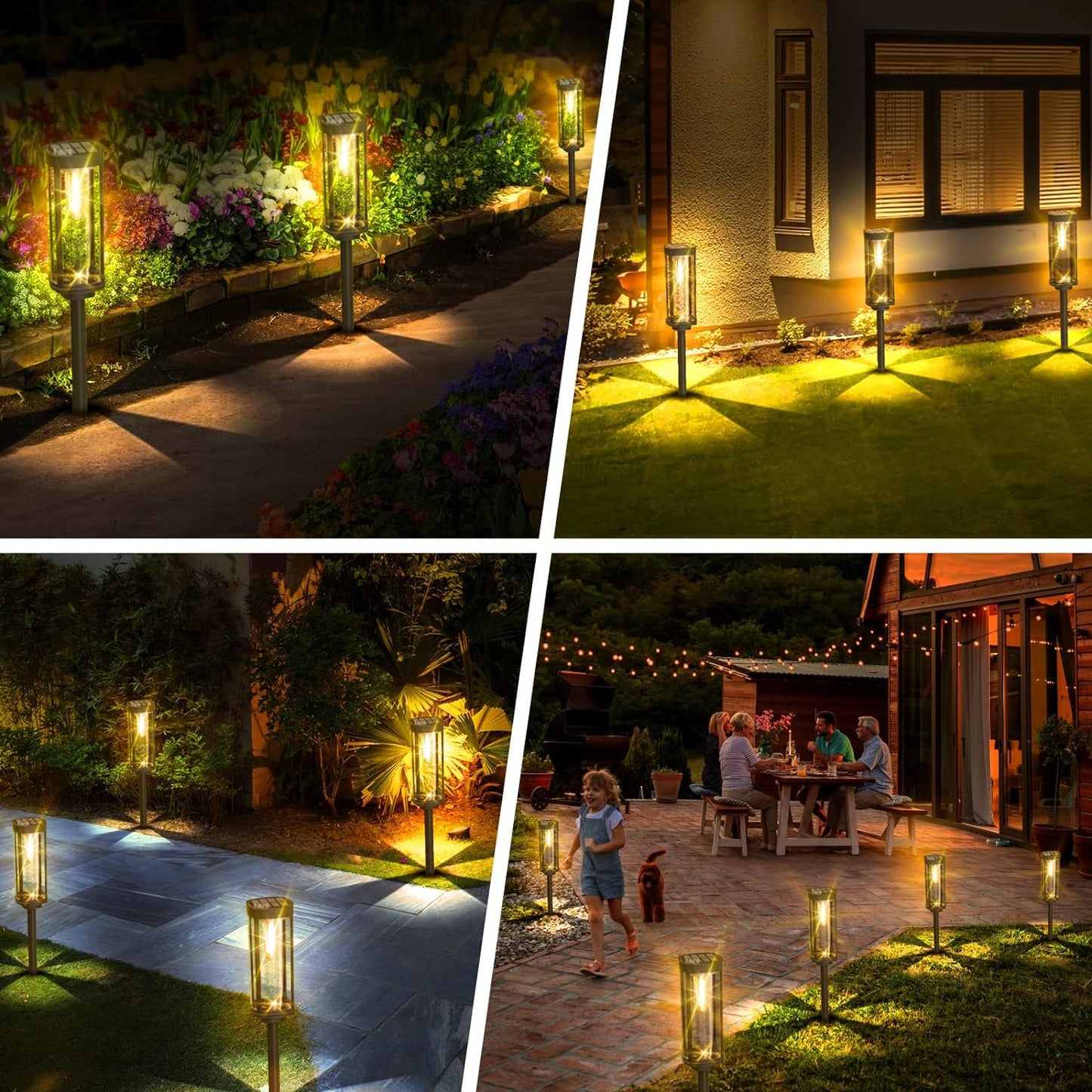 Solar Garden Lanterns — LED Pathway Lights with Glowing Glass