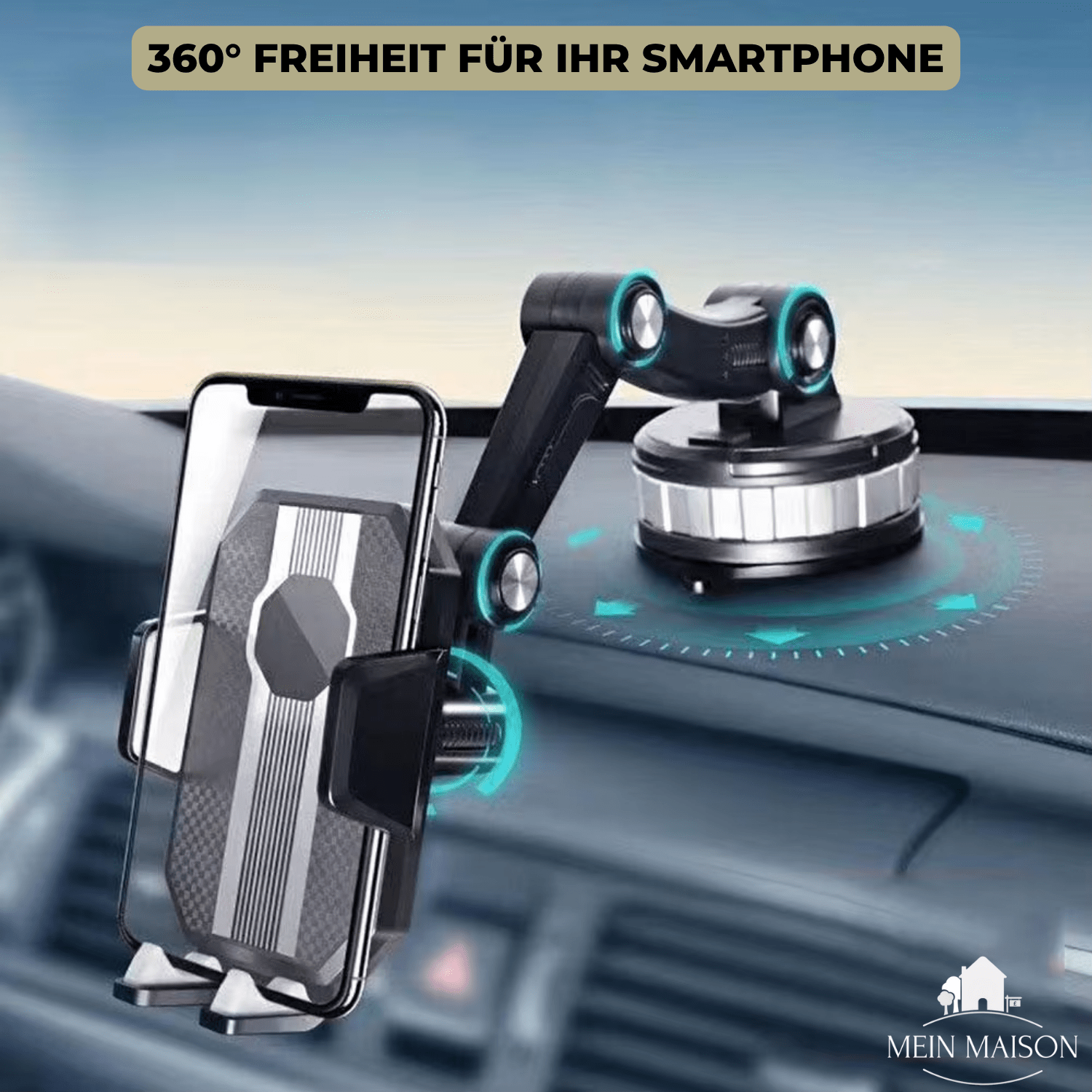 Car Phone Holder — Strong Suction, 360 Rotation
