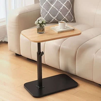 Adjustable Wood & Metal Side Table for Sofa