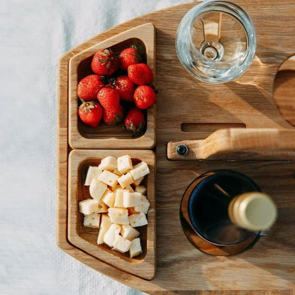 Folding Wooden Picnic Table With Bottle Holders