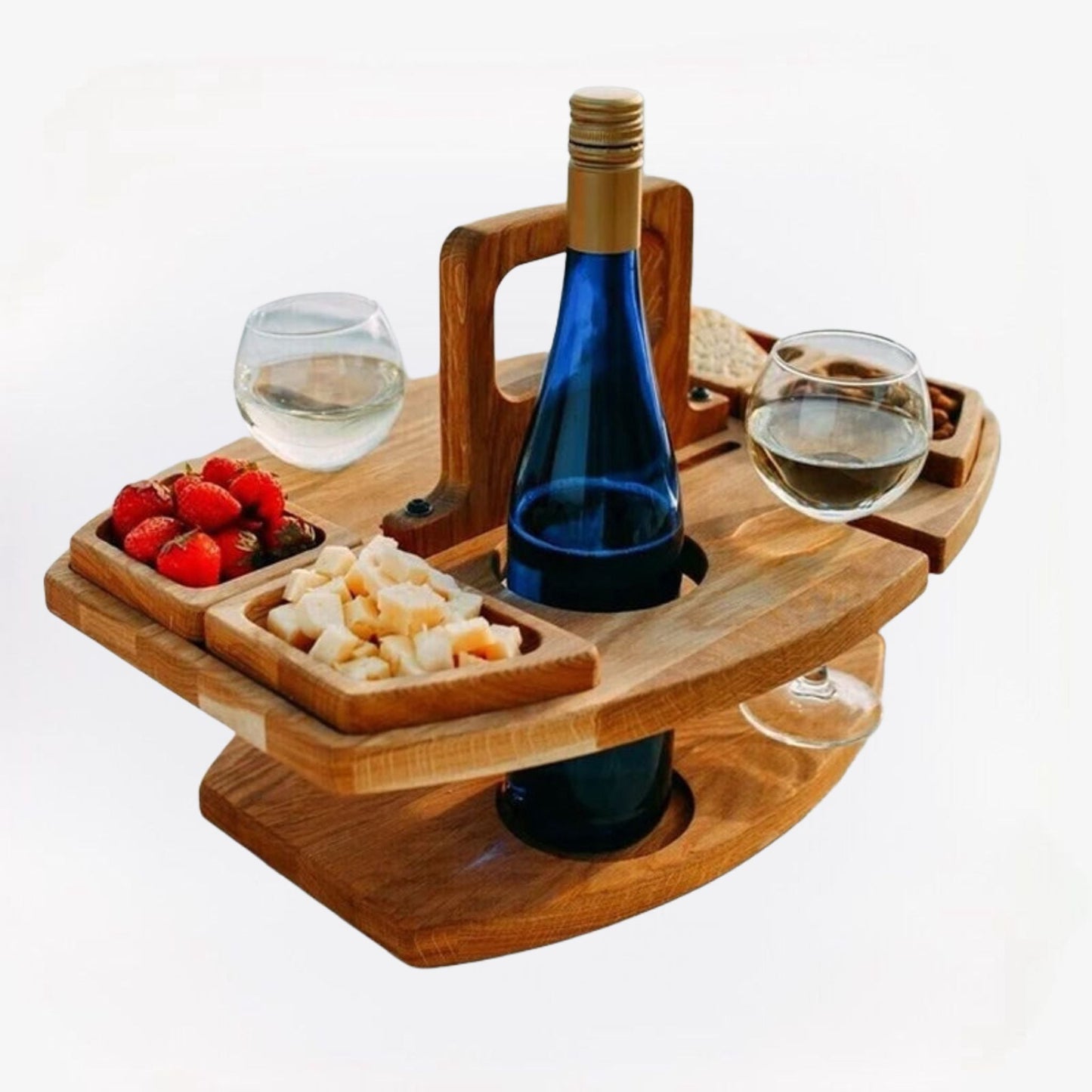 Wooden Picnic Table — Compact for Wine & Snacks