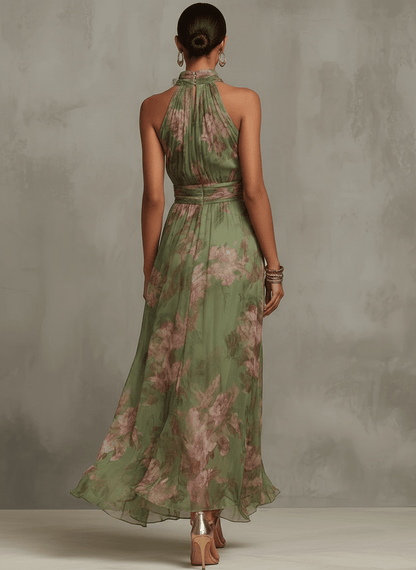 Floral Halter Maxi Dress — Breezy Summer Elegance