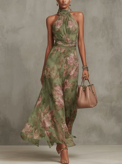 Floral Halter Maxi Dress — Breezy Summer Elegance