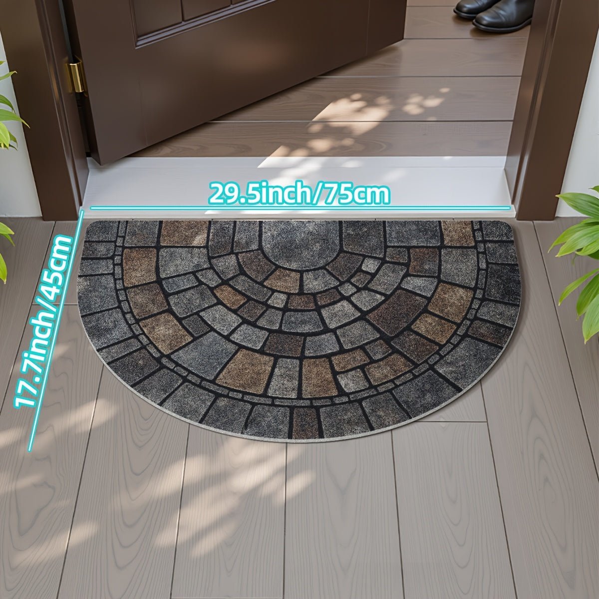 Semicircular Mosaic Doormat — Non-Slip Entrance Mat