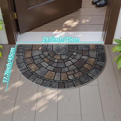 Semicircular Mosaic Doormat — Non-Slip Entrance Mat