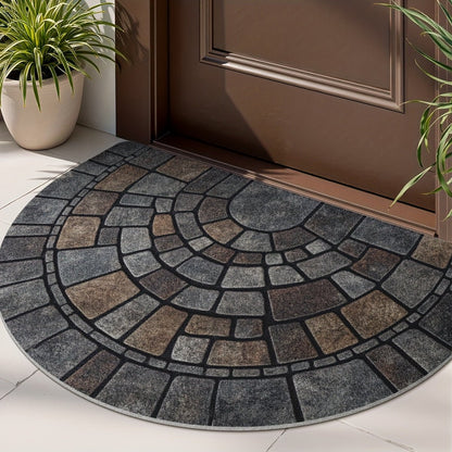 Semicircular Mosaic Doormat — Non-Slip Entrance Mat