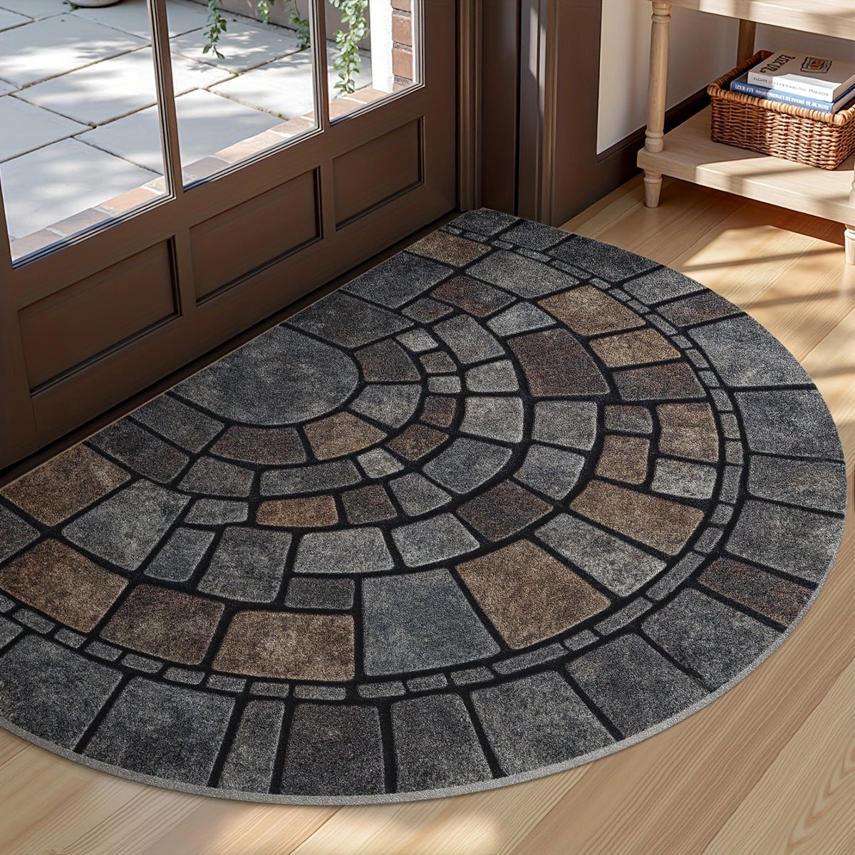 Semicircular Mosaic Doormat — Non-Slip Entrance Mat
