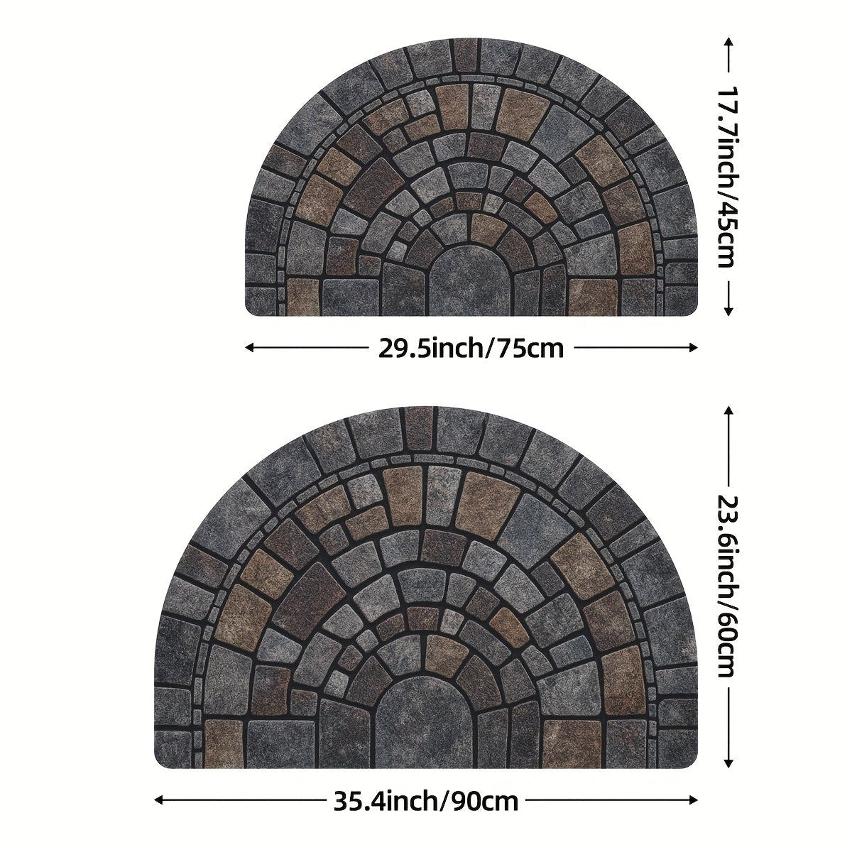 Semicircular Mosaic Doormat — Non-Slip Entrance Mat
