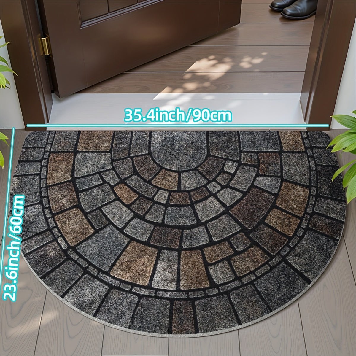 Semicircular Mosaic Doormat — Non-Slip Entrance Mat