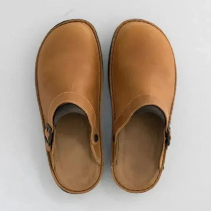 Men's Leather Clogs — Breathable with Rubber Sole