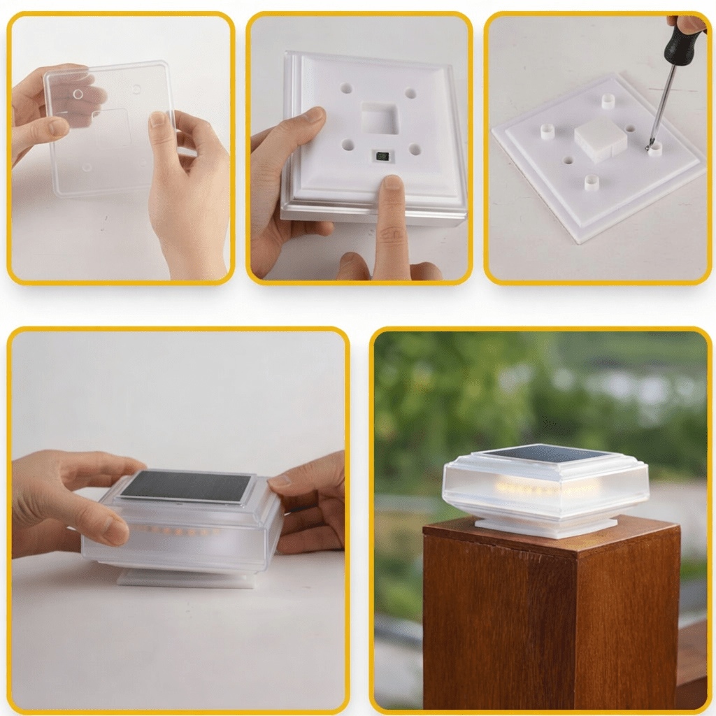Solar Pillar Lamp — Warm White LED for Garden