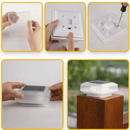 Solar Pillar Lamp — Warm White LED for Garden