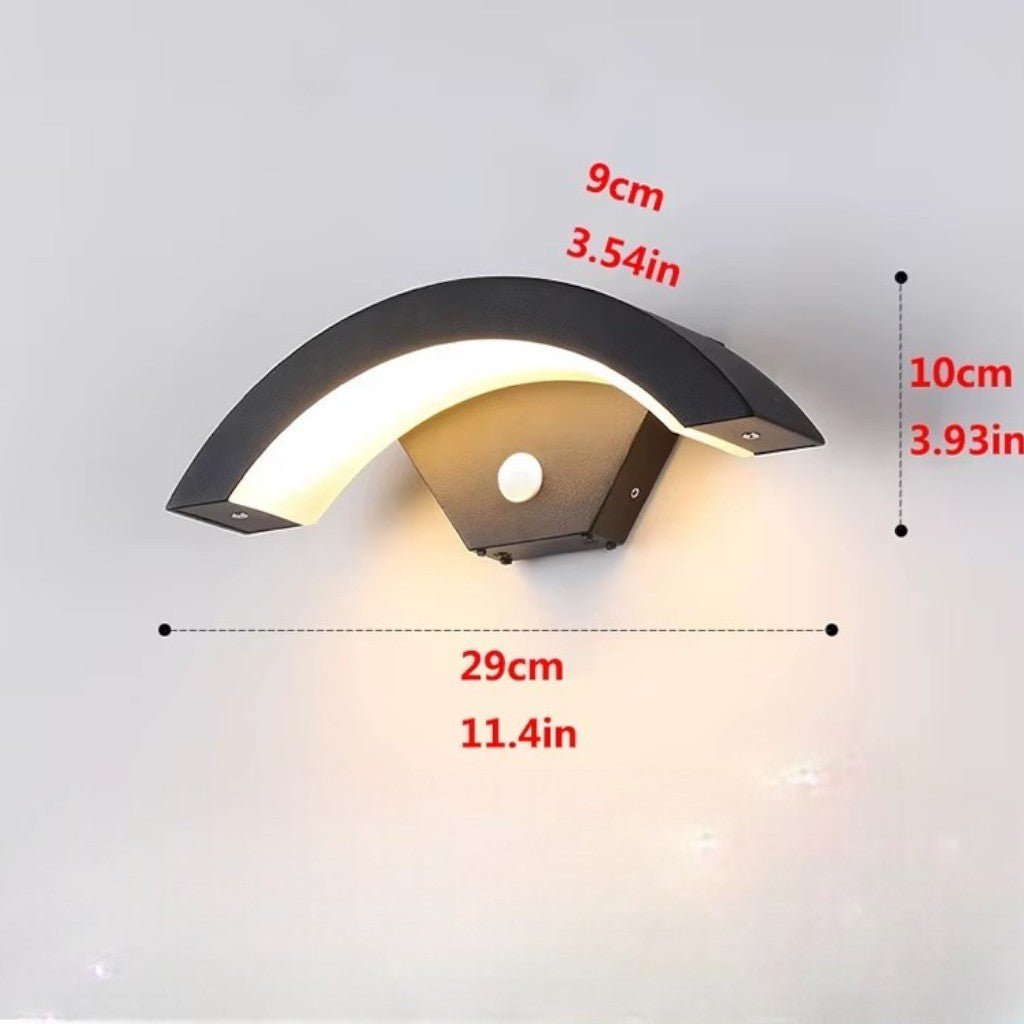 Outdoor LED Wall Light — Curved Motion Sensor Lamp IP65
