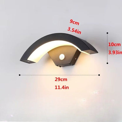 Outdoor LED Wall Light — Curved Motion Sensor Lamp IP65