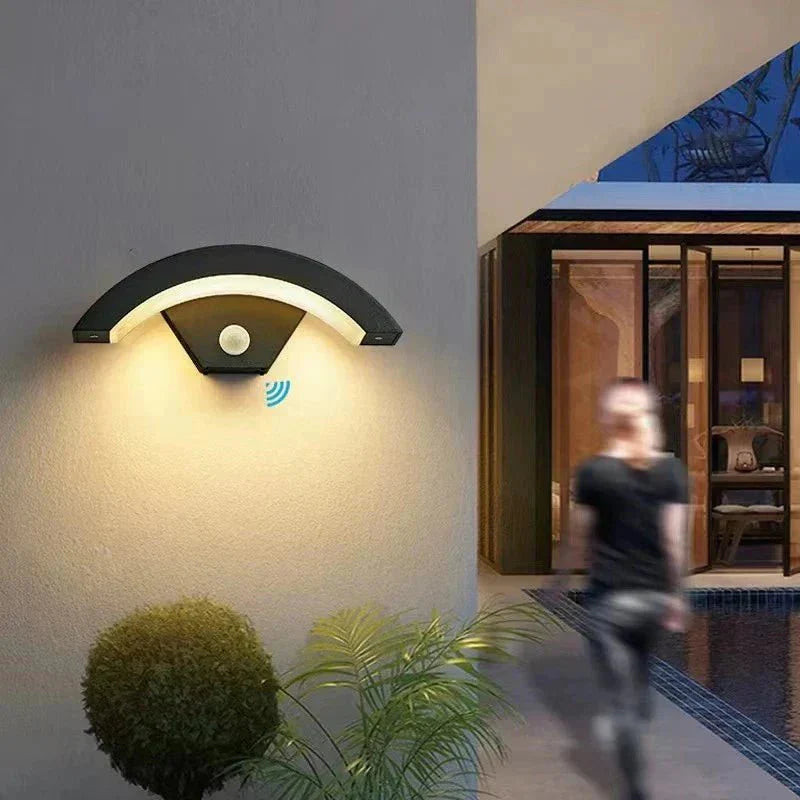 Outdoor LED Wall Light — Curved Motion Sensor Lamp IP65