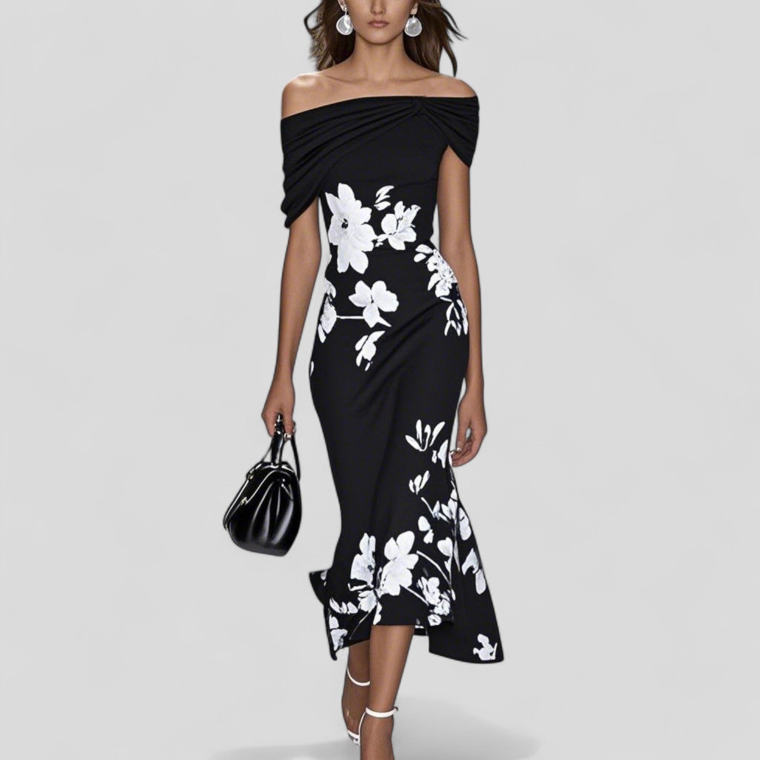 Statement Print Midi Dress — Relaxed Elegant Fit