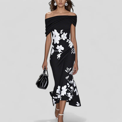 Statement Print Midi Dress — Relaxed Elegant Fit