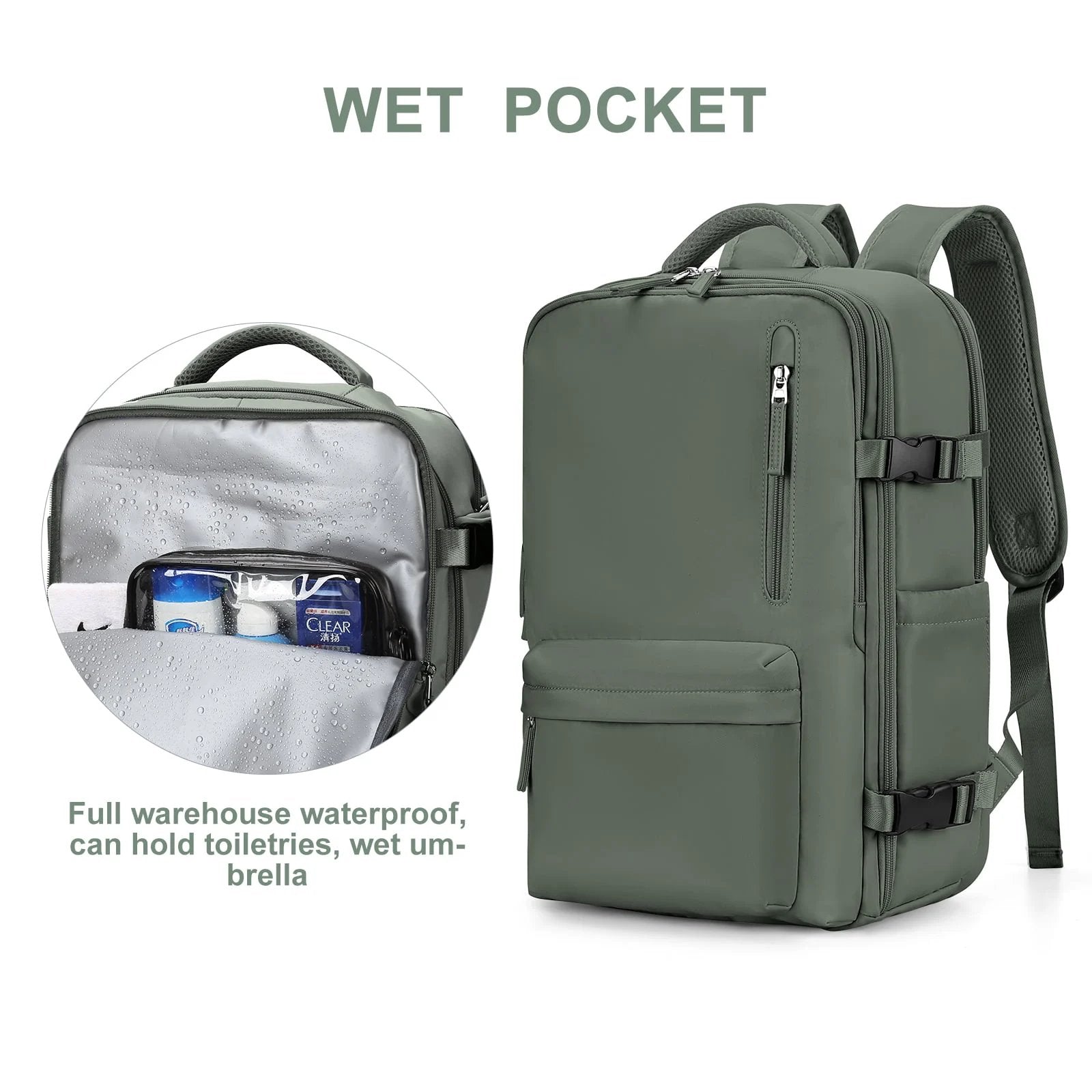 35L Women's Travel Backpack — Waterproof with USB Port