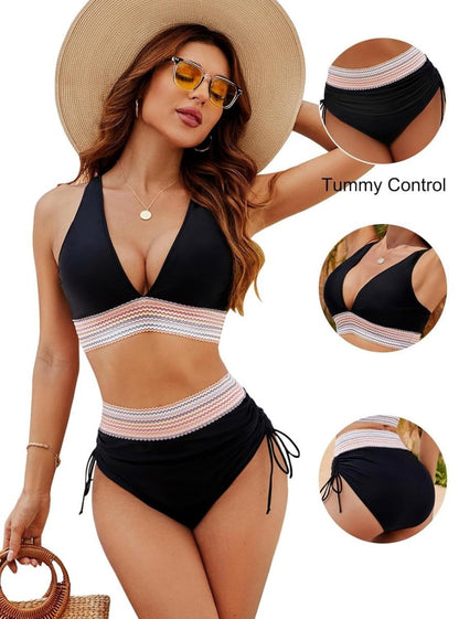 Tummy-Control Bikini — Push-Up V-Neck Shaping