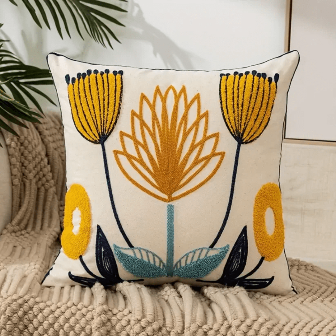 Floral Print Decorative Cushion — 45x45 cm Washable