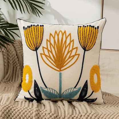Floral Print Decorative Cushion — 45x45 cm Washable