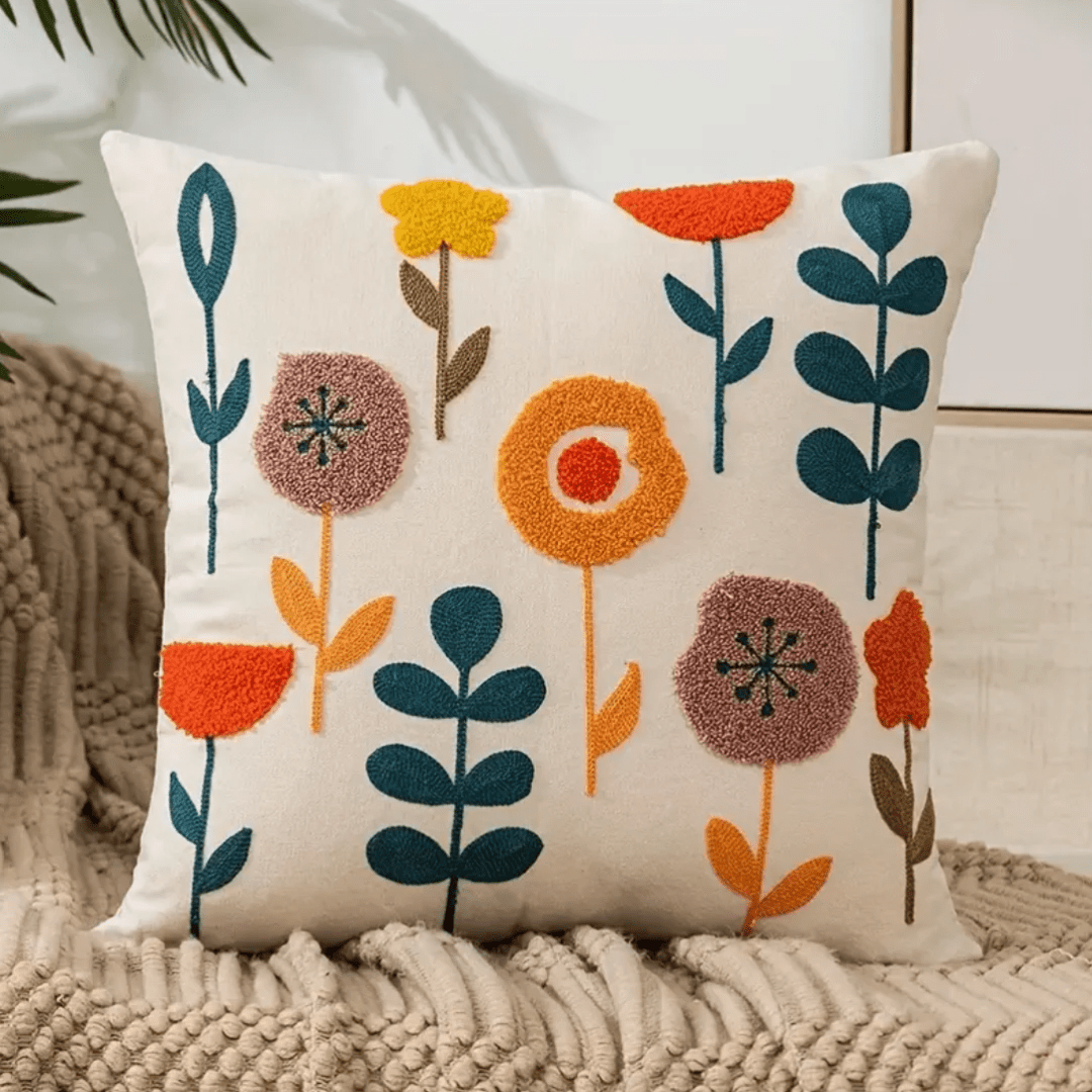Floral Print Decorative Cushion — 45x45 cm Washable