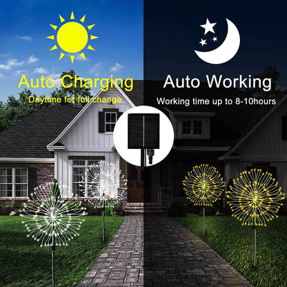 Solar Firework Garden Light — Waterproof 120-LED Display