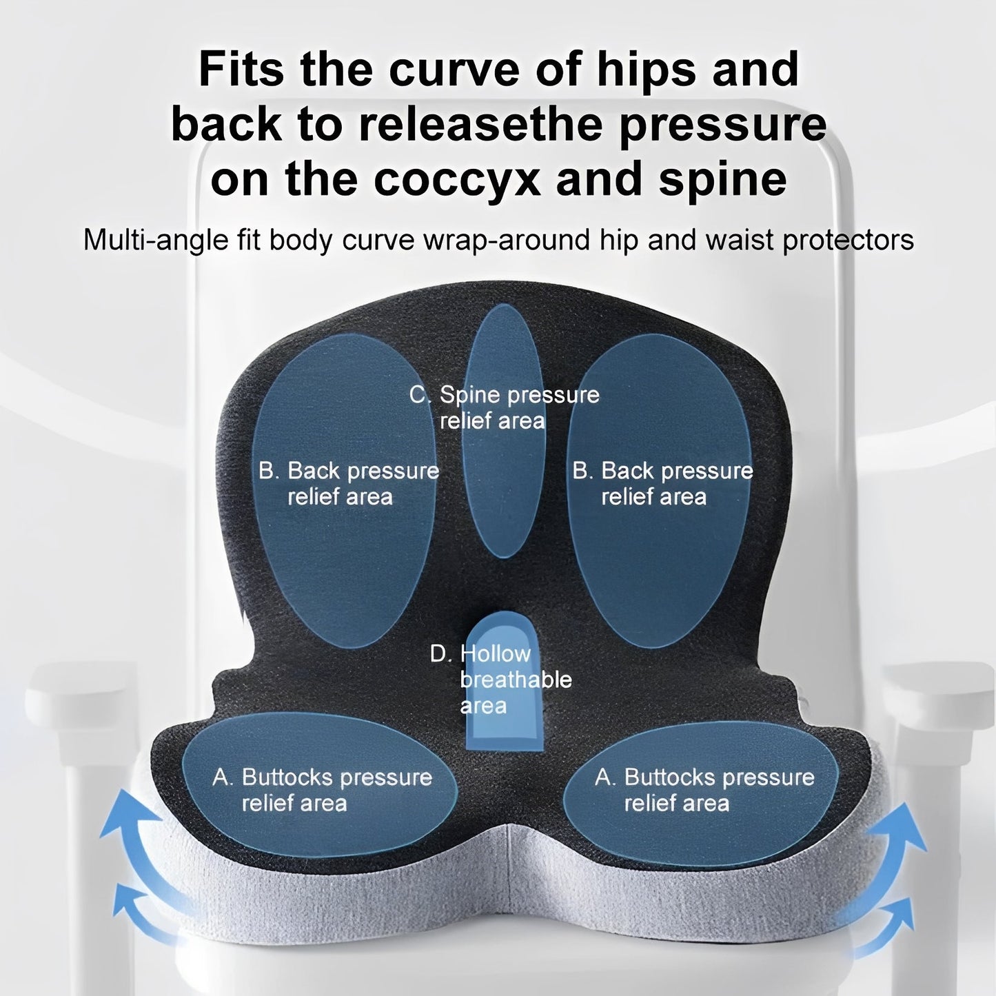 Ergonomic Memory Foam Cushion With Lumbar Support
