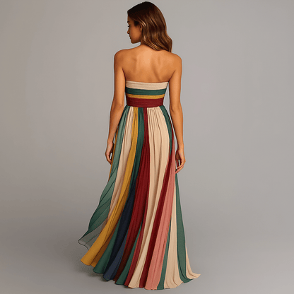 Strapless Pleated Maxi Dress for Special Occasions