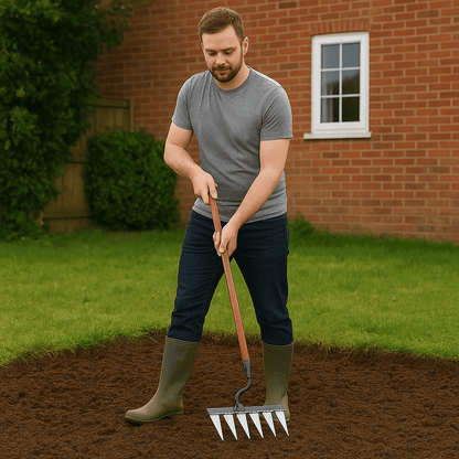 Steel Weeding Rake — Pulls Weeds Out by the Root