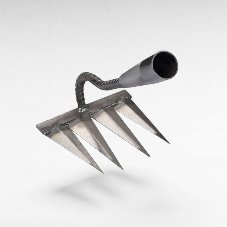 Steel Weeding Rake — Pulls Weeds Out by the Root