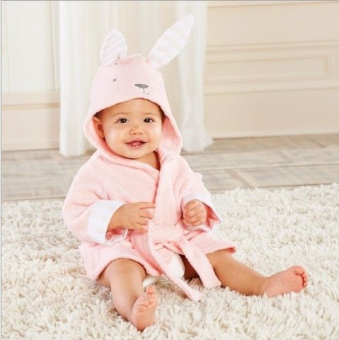Baby Cotton Bathrobe — Animal Hood for After Bath