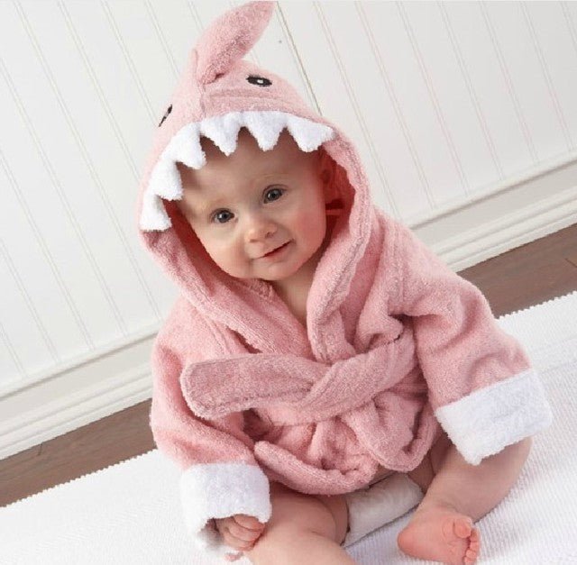 Baby Cotton Bathrobe — Animal Hood for After Bath