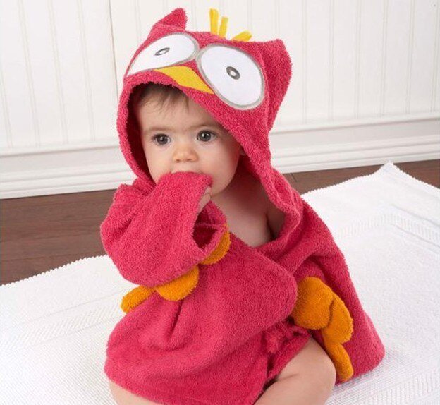 Baby Cotton Bathrobe — Animal Hood for After Bath