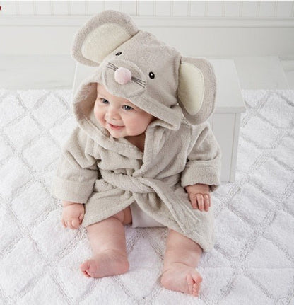 Baby Cotton Bathrobe — Animal Hood for After Bath