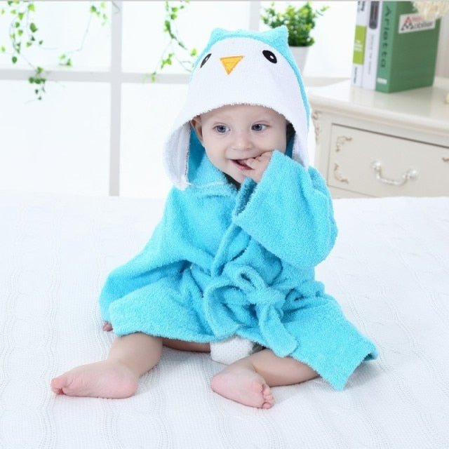 Baby Cotton Bathrobe — Animal Hood for After Bath