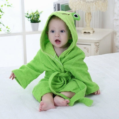 Baby Cotton Bathrobe — Animal Hood for After Bath