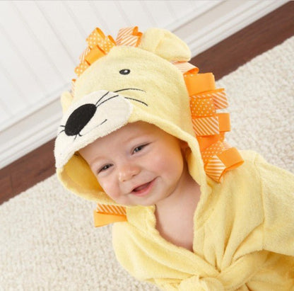 Baby Cotton Bathrobe — Animal Hood for After Bath
