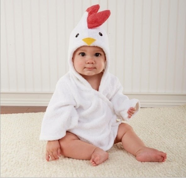 Baby Cotton Bathrobe — Animal Hood for After Bath