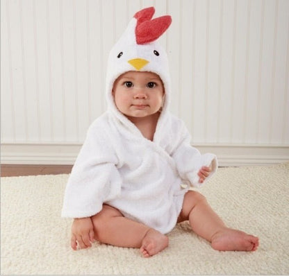 Baby Cotton Bathrobe — Animal Hood for After Bath