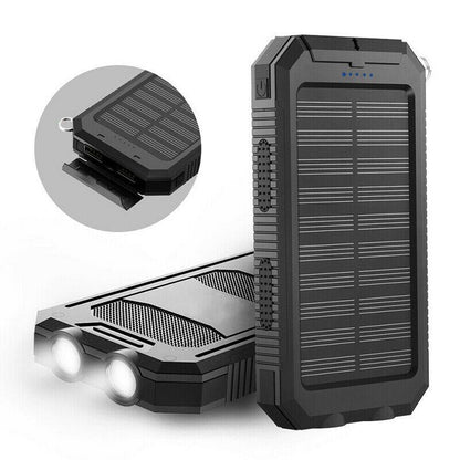 Solar Power Bank 20000mAh — Dual USB & LED